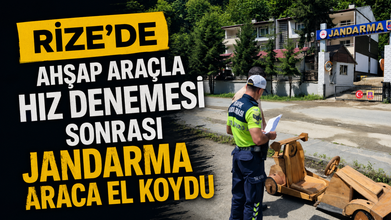 Rize'de ahşap araçla hız denemesi sonrası jandarma araca el koydu