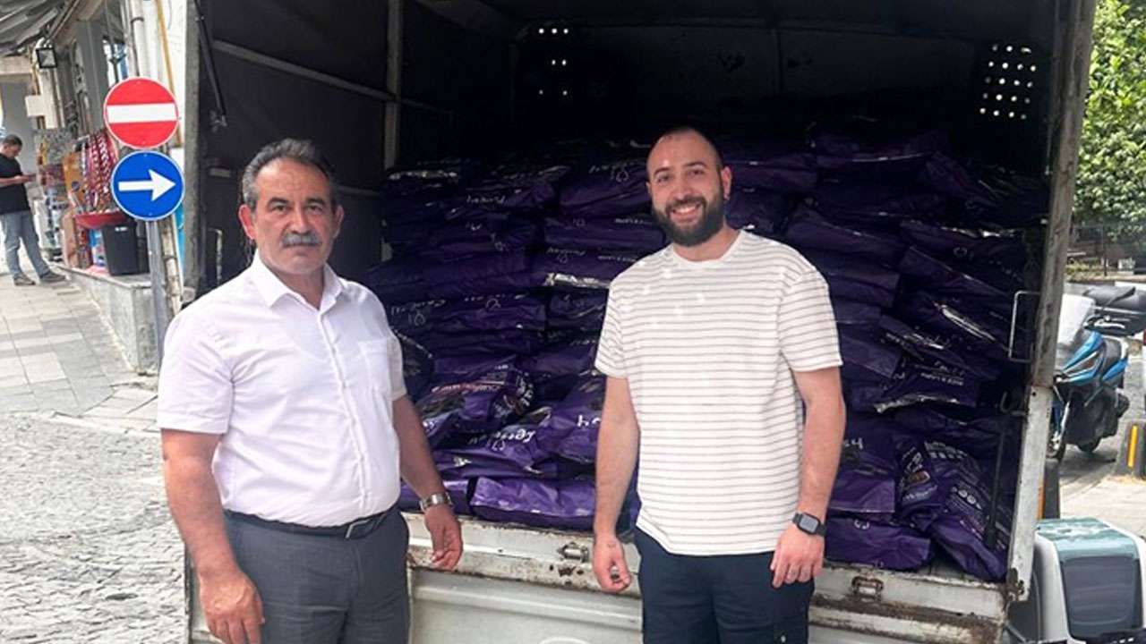 Ortahisar'daki 18 işletmeden patili dostlara 1,8 ton mama desteği