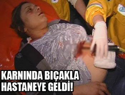 Karnında bıçakla hastaneye geldi
