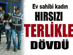 Hırsıza terlikli dayak!