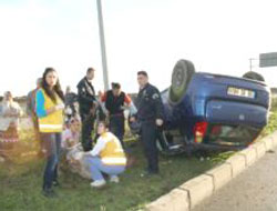 Trabzon'da araç takla attı!