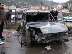Giresun'da özel araç kaza yaptı!