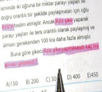 YGS kitapçığında 'Aziz' sorusu