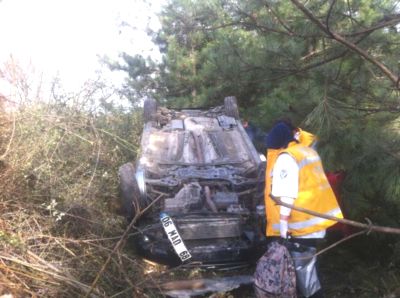 Düzce Kaynaşlı’da Takla Atan Otomobilde 5 Kişi Yaralandı