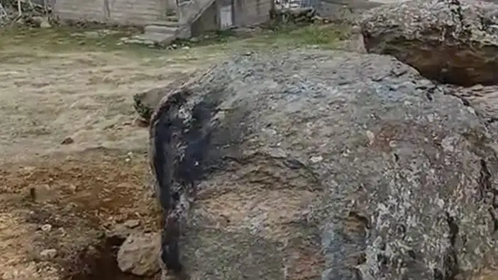 Sürmene yaylasında şok görüntü! Defineciler taşları parçaladı