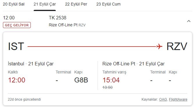 Rize'de şiddetli yağış hava ulaşımını vurdu