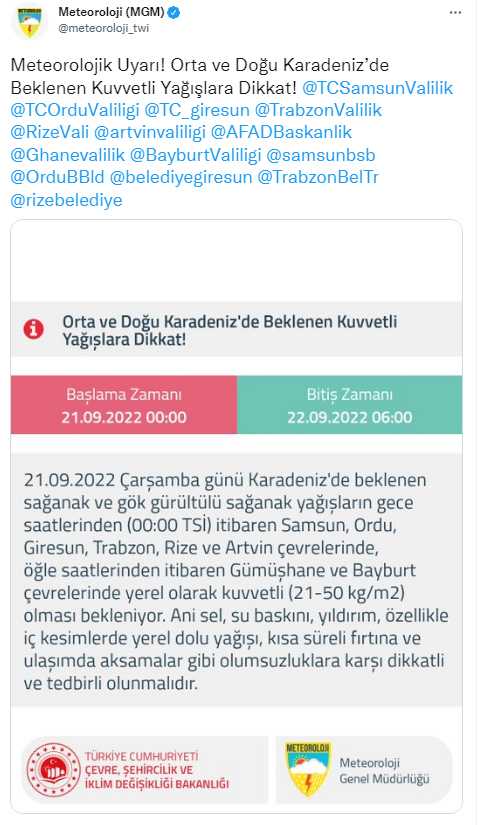 Meteoroloji’den Doğu Karadeniz için kuvvetli yağış uyarısı!