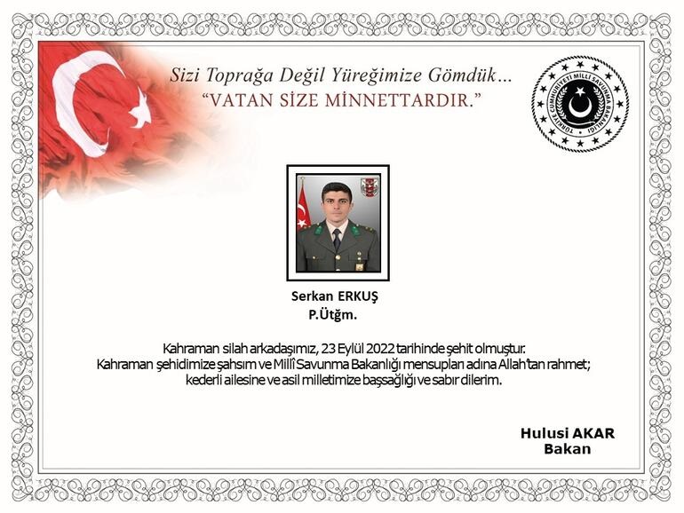 Acı haber geldi! 1 Asker şehit oldu