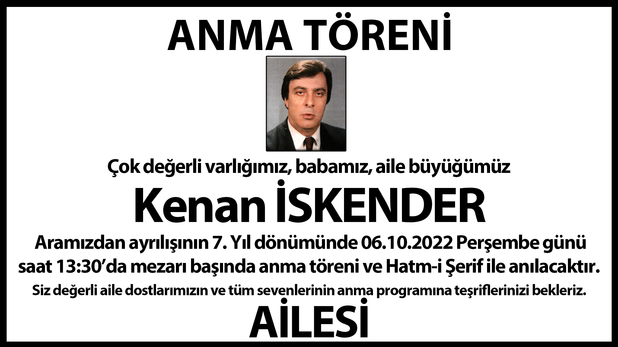 Kenan İskender mezarı başında anılacak