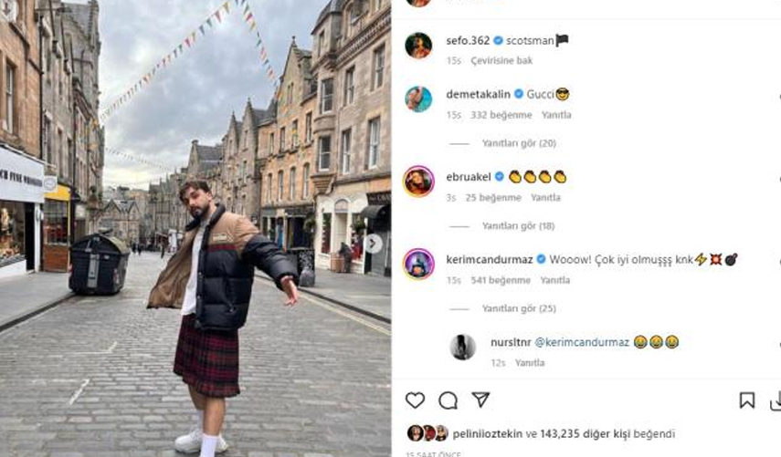 Sosyal medyada yorum yağmuruna tutuldu! Etekli pozları olay oldu