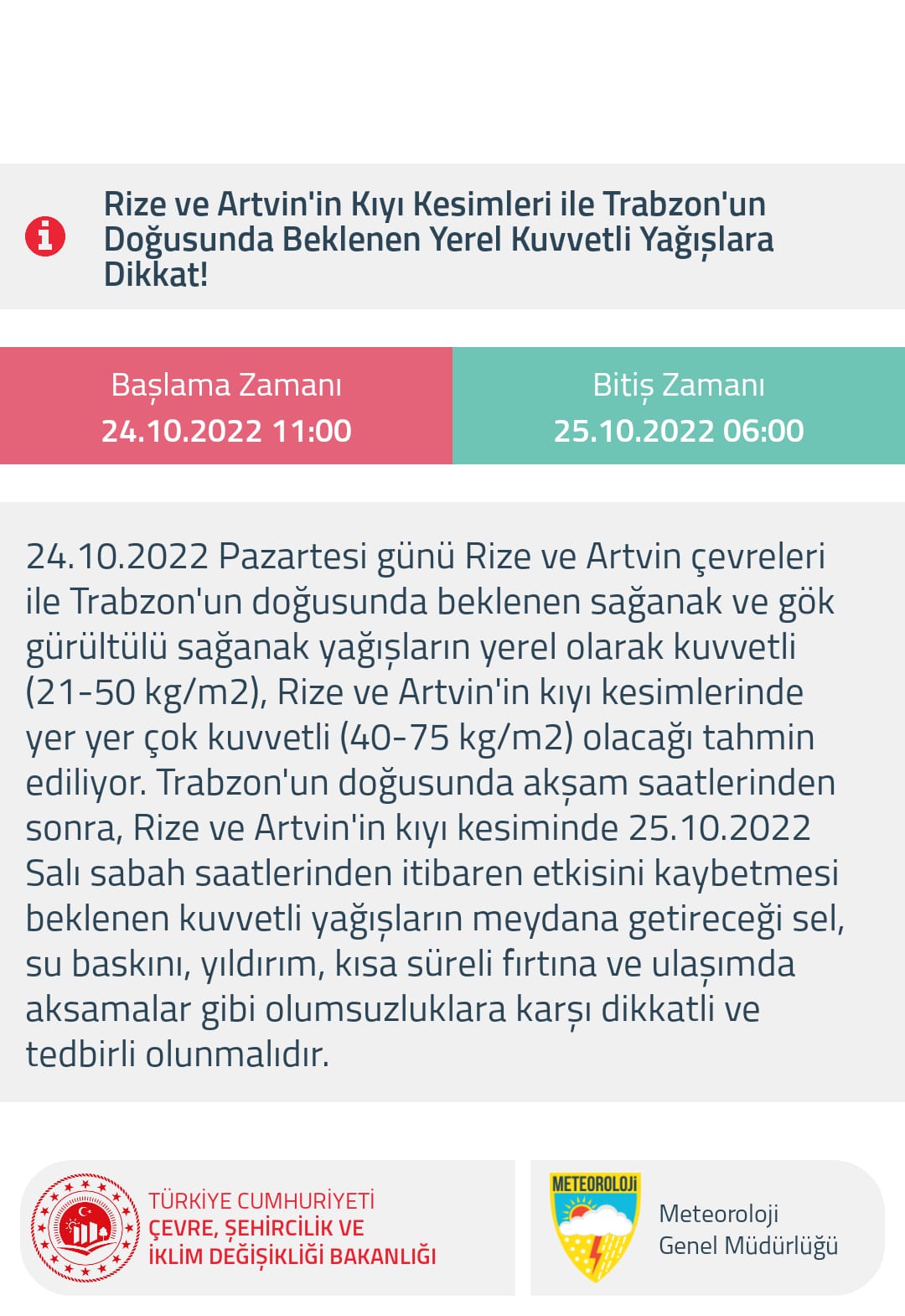 Meteoroloji’den Trabzon ve çevre iller için uyarı!