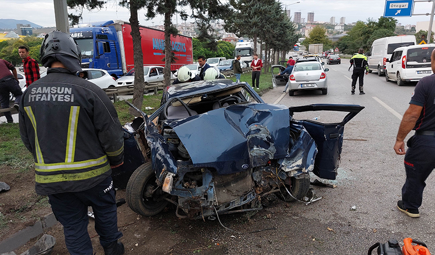 Samsun'da acı kaza! 2 aylık eşini kaybeden kadının feryatları yürek dağladı