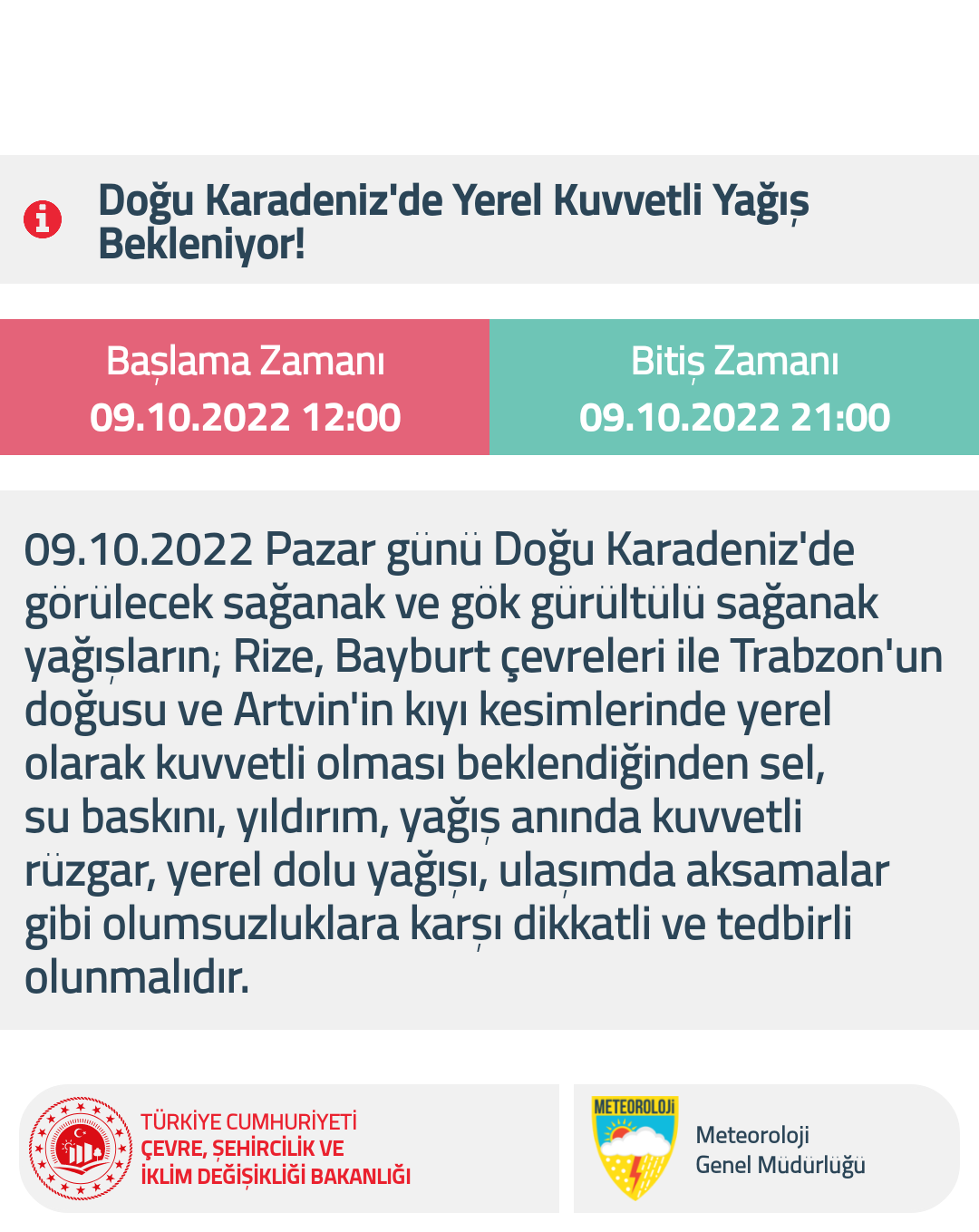 Doğu Karadeniz için kuvvetli yağış uyarısı