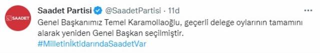 Saadet Partisi'nde Genel Kurul heyecanı! Oyların tamamını aldı