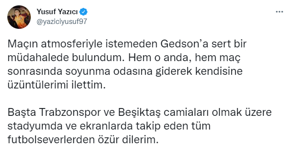 Yusuf Yazıcı özür diledi