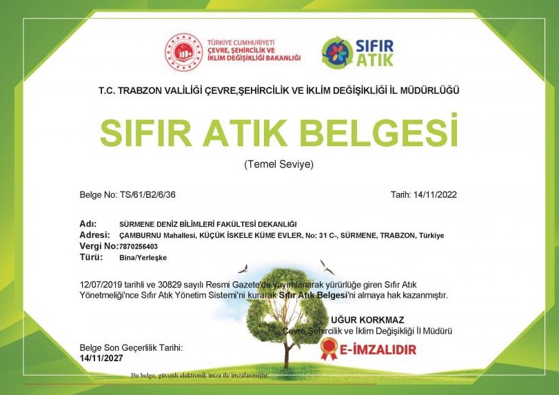 KTÜ'nün fakülte ve MYO'ları sıfır atık belgesi aldı