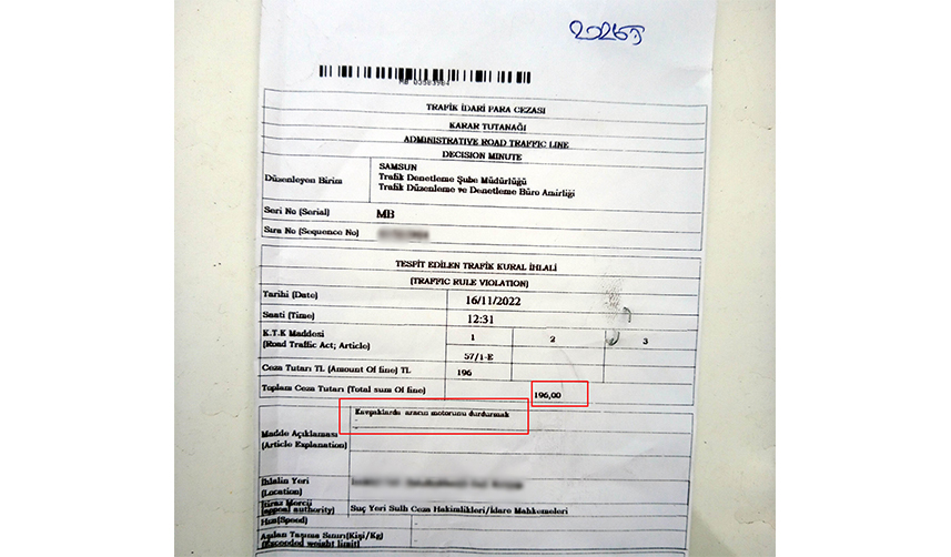 Samsun'da fıkra gibi trafik cezası: Nedenini görünce güldüm