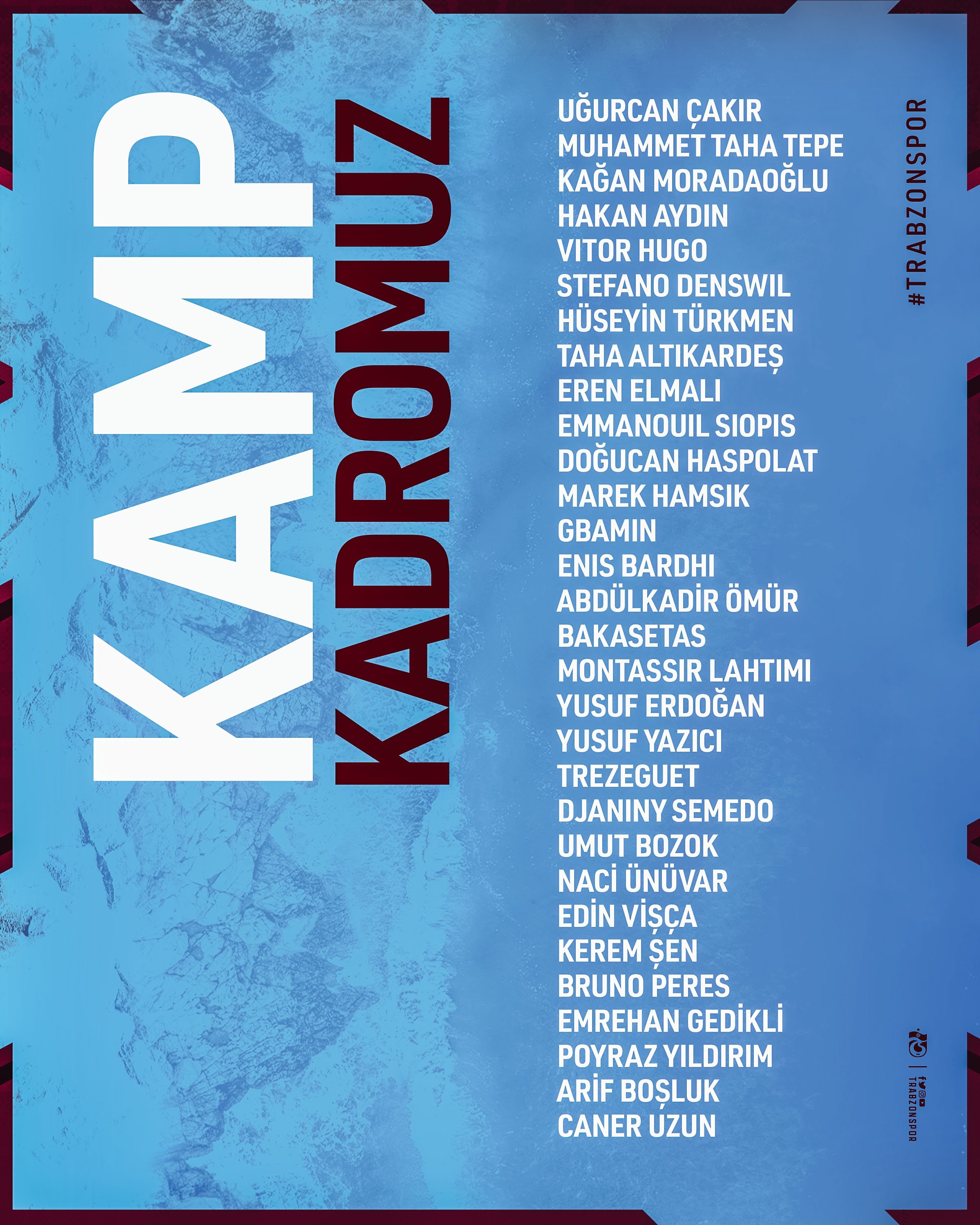 Trabzonspor'un Antalya kamp kadrosu belli oldu