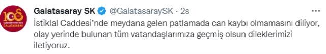 İstanbul'daki patlama sonrası spor camiasından geçmiş olsun mesajları