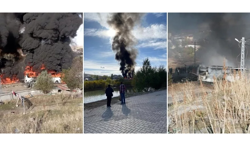 Ağrı'da otobüs ile tanker çarpıştı! İki araç da alev aldı