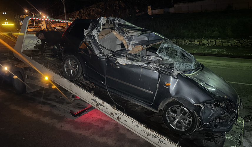 Giresun'da park halindeki tıra çarptı! 1 yaralı