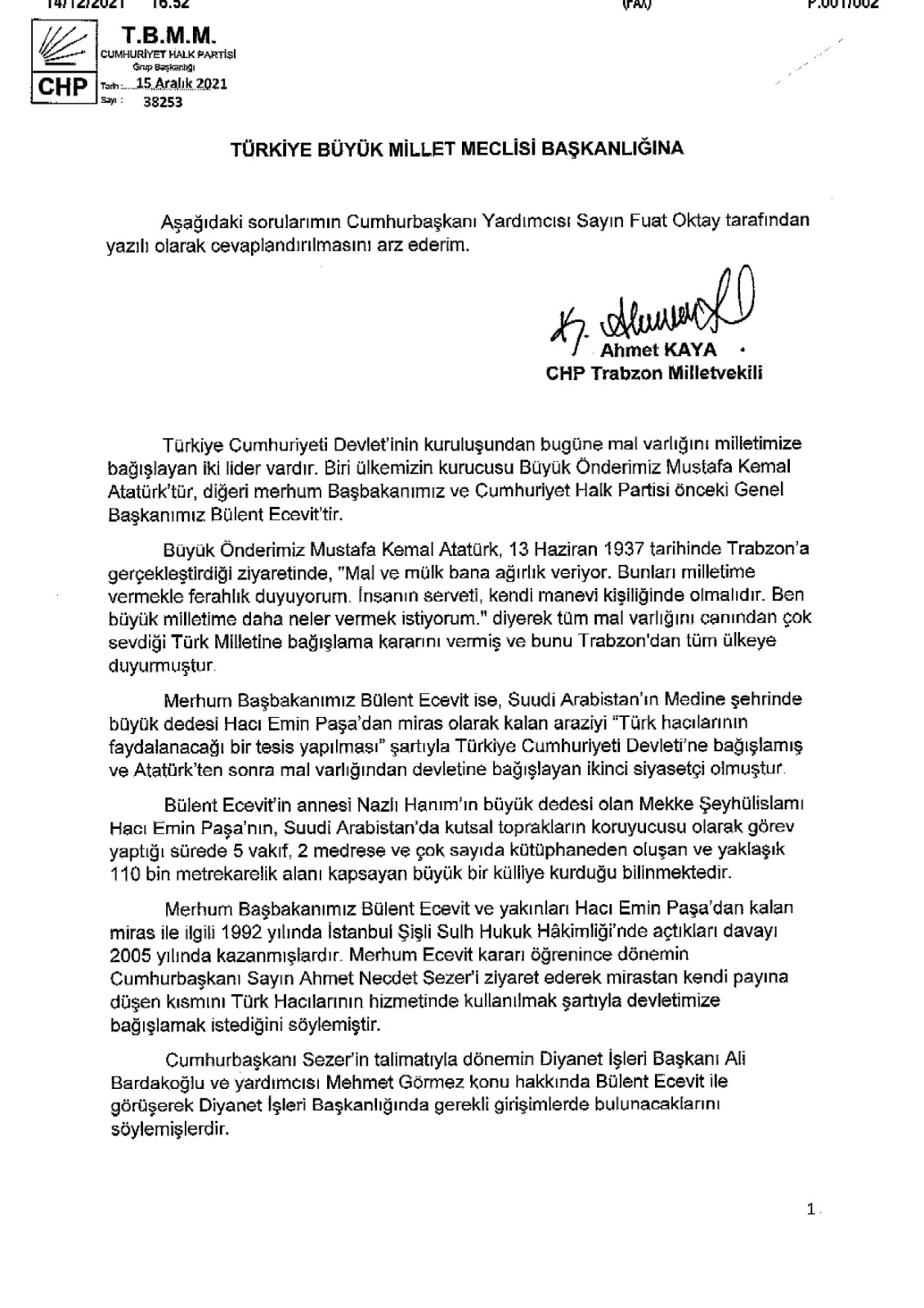 CHP’li Ahmet Kaya’dan Cumhurbaşkanı Erdoğan’a Bülent Ecevit tepkisi