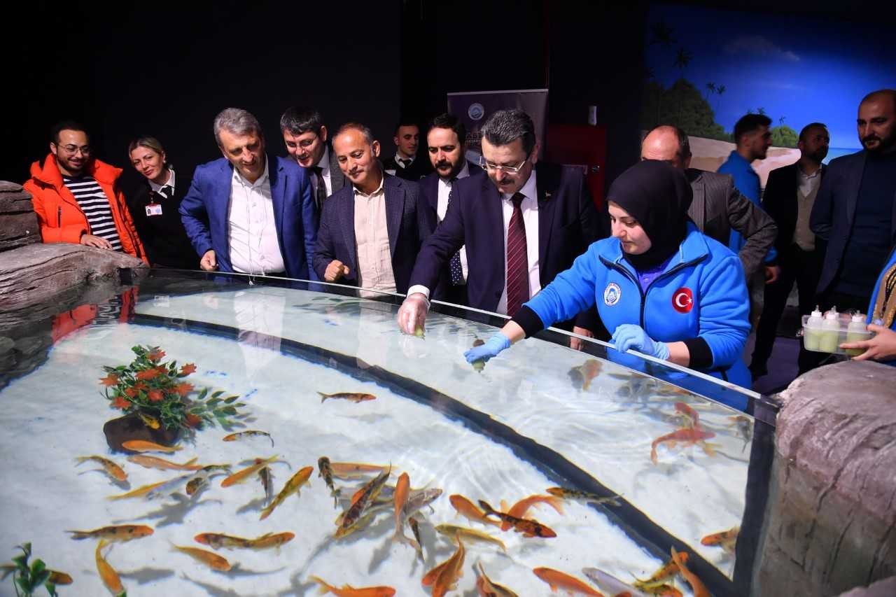 Başkan Genç Trabzon Akvaryum'da balıkları biberonla besledi