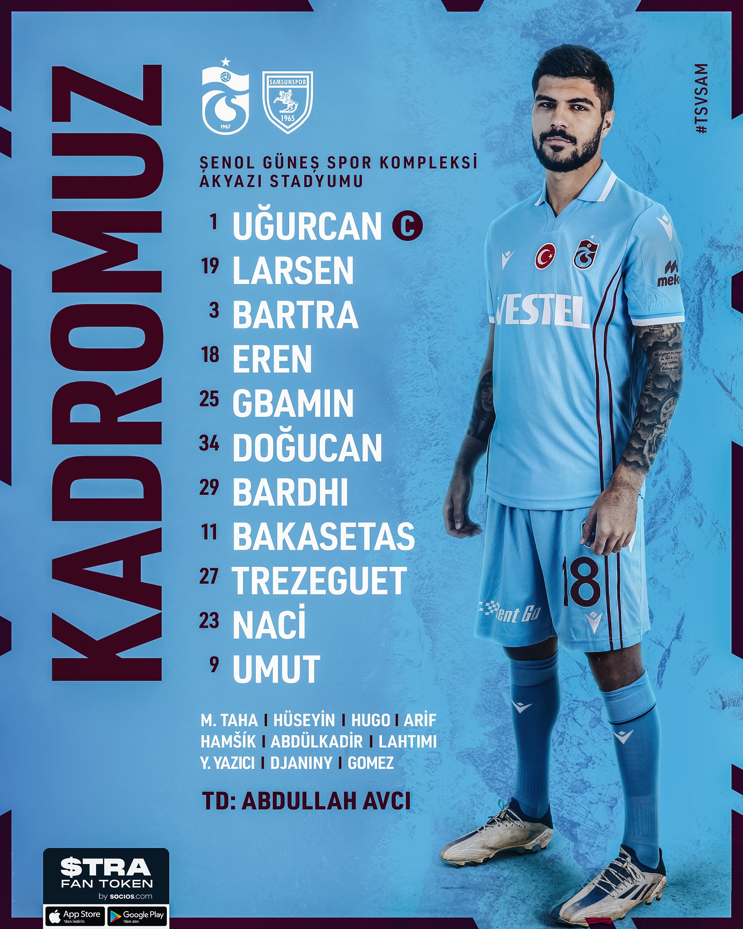 Trabzonspor'un Samsunspor maçı ilk 11'i belli oldu!