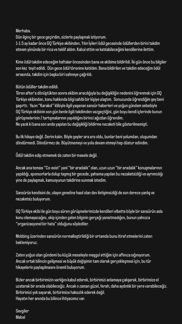 Mabel Matiz'e sansür! Sahneye çıkarılmadı