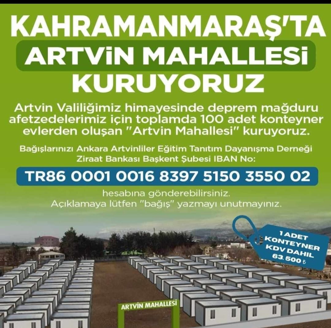 Artvin Kahramanmaraş'a mahalle kuracak