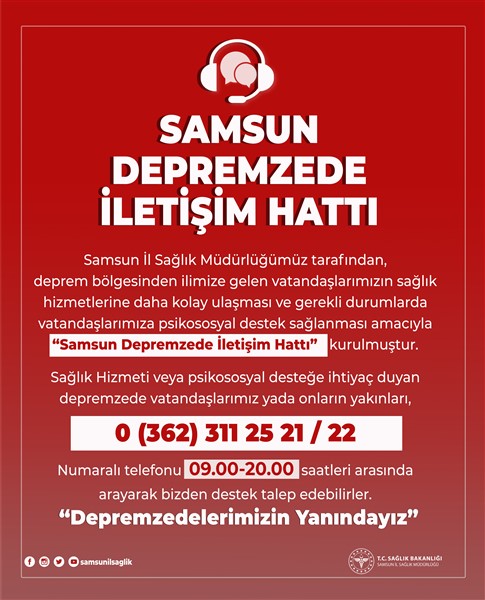 Samsun'a gelen depremzedelere 'İletişim Hattı'