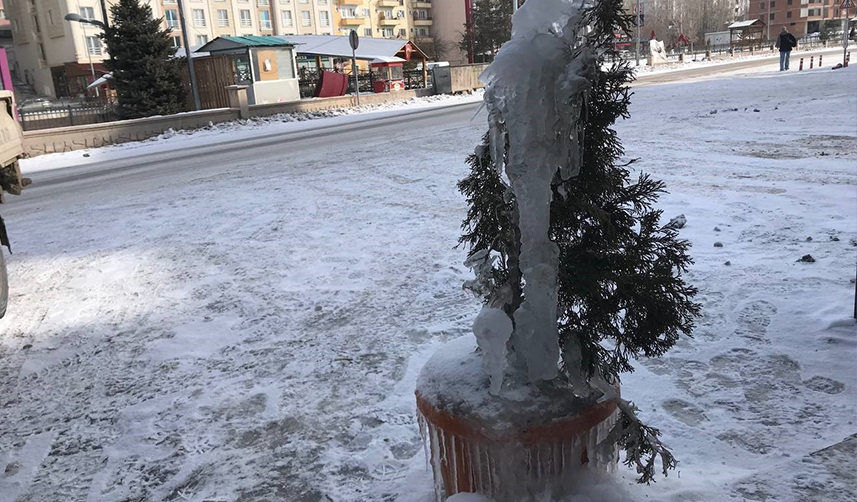 Bayburt'ta yağan kar şehri beyaza bürüdü