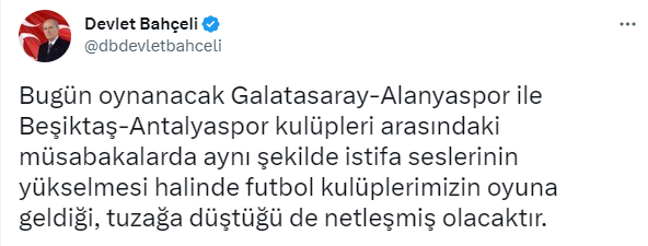 Maçlardaki “Hükümet İstifa” tezahüratlarına Bahçeli’den sert çıkış! “Seyircisiz oynansın”