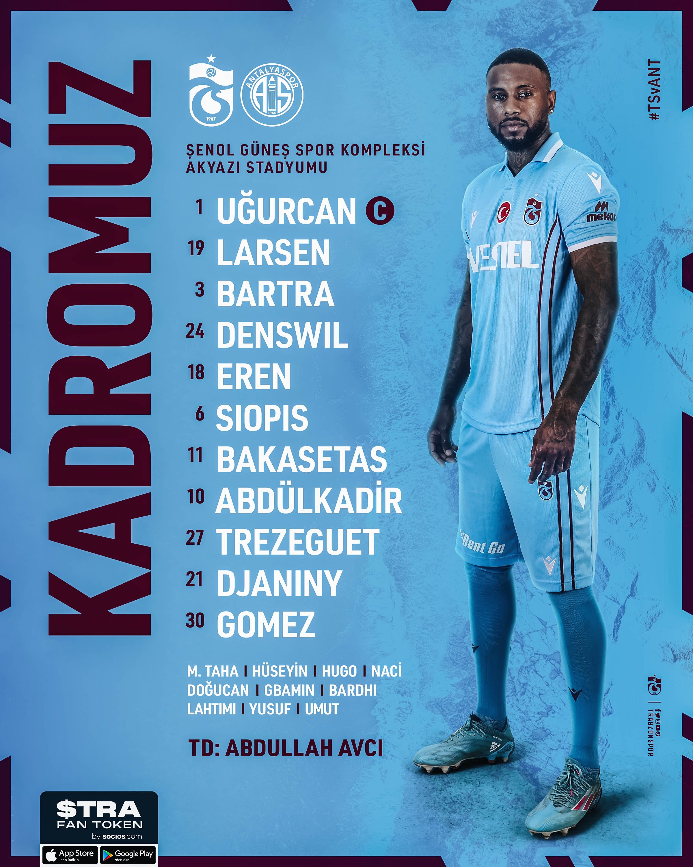 Trabzonspor'un Antalyaspor maçı ilk 11'i belli oldu