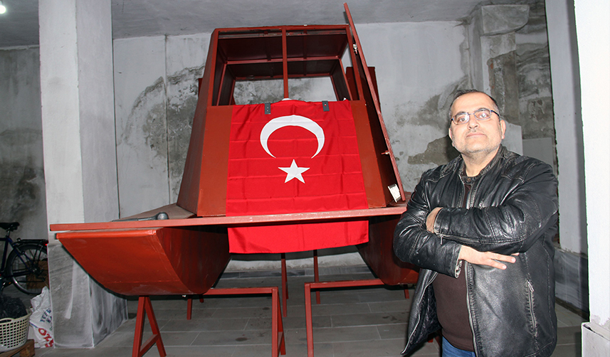 Giresun'da bir kişi karada ve denizde gidebilen arama kurtarma aracı yapıyor