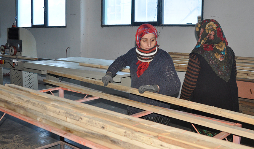 Artvin'de kadınların ellerinden geçen keresteler ihraç ediliyor