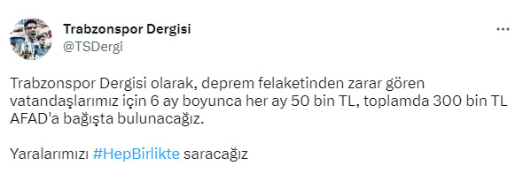 Trabzonspor’dan bir bağış daha!