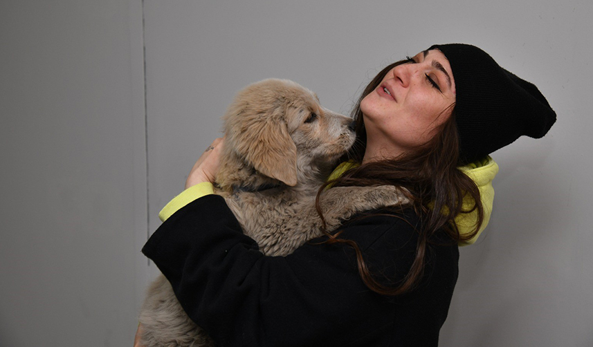 Enkaz altından kurtarılan köpek Trabzon'da sahiplendirildi