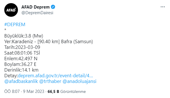 Karadeniz'de deprem! İşte büyüklüğü