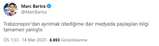 Marc Bartra Trabzonspor'dan ayrılacak mı? Yeni açıklama geldi