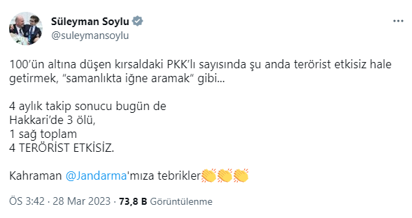 Bakan Soylu açıkladı! 4 terörist etkisiz