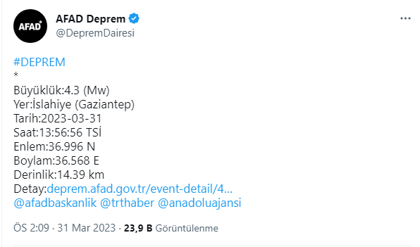 Gaziantep’te korkutan deprem!