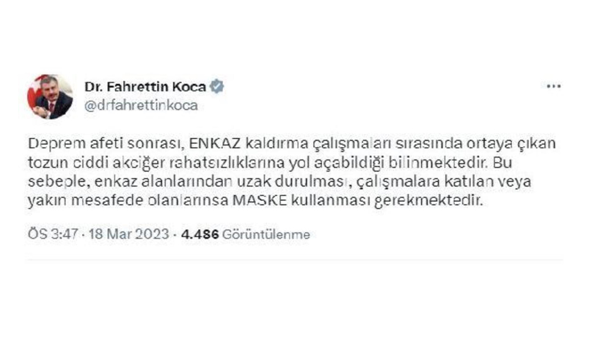 Bakan Koca'dan maske uyarısı