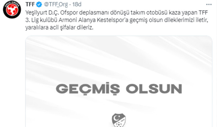 Trabzon’dan dönen futbol takım otobüsü kaza yaptı!