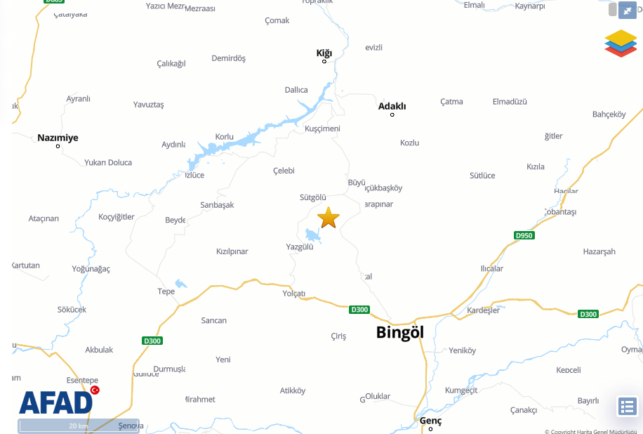 Bingöl’de 4,5 büyüklüğünde deprem!