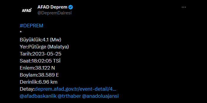 Deprem bölgesi beşik gibi! Malatya'da 4,1 büyüklüğünde deprem