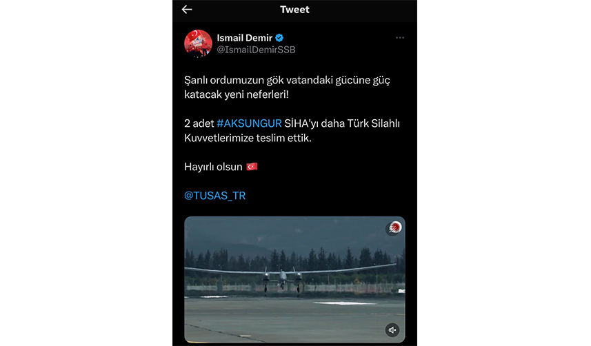 Savunma Sanayi Başkanı Demir duyurdu! TSK'ya 2 adet AKSUNGUR