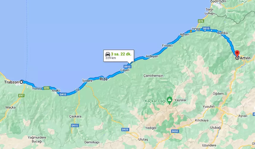 Trabzon Artvin Arası Kaç Km, kaç saat? Trabzon Artvin otobüs bileti