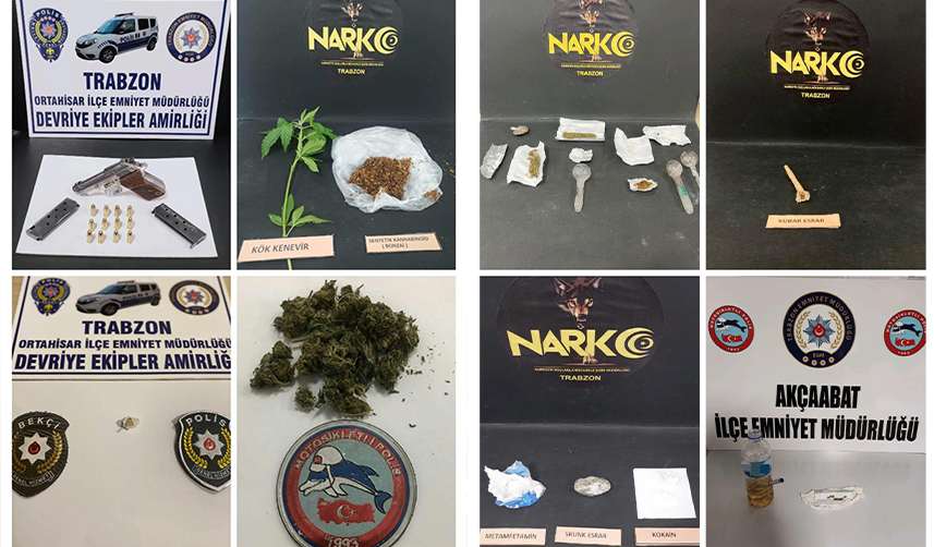 Trabzon’da uyuşturucu operasyonu! 12 şahıs hakkında işlem