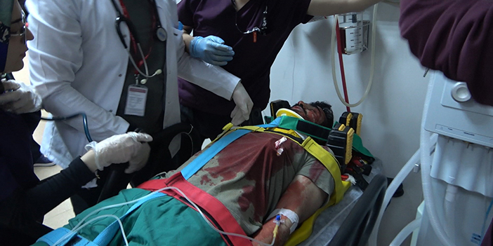 Gümüşhane Devlet Hastanesi'nde gerçeğini aratmayan tatbikat